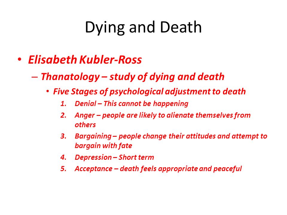 Grief death and the psychology of dying